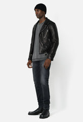 Leather Moto Jacket / Black