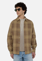 Raw Edge Cropped Cloak / Mocha Check