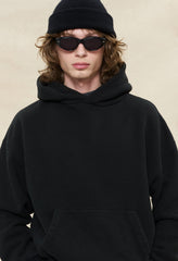 Silk Noil Hoodie / Black