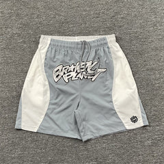 Broken Planet Letter Print Color Block Beach Shorts