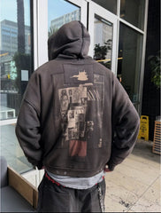 ERD Inspired Heavyweight 480g Graffiti Patchwork Zip Hoodie
