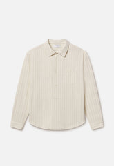 Silk Linen Cloak Button Up / Salt Stripe