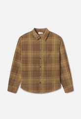 Raw Edge Cropped Cloak / Mocha Check