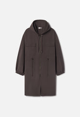 Vero Brushed Nylon Hooded Trench / Charcoal