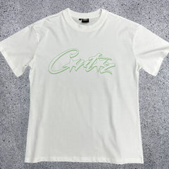 Corteiz Mint Green Accent Star-Logo Graphic Tee - White & Green Streetwear T-Shirt