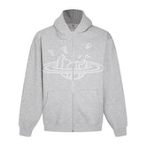 Broken Planet Puff Print Fleece Zip Up Hoodie
