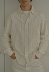 Raw Edge Cropped Cloak / Salt Stripe