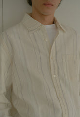Raw Edge Cropped Cloak / Salt Stripe
