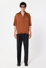 Brushed Silk Button Up / Rust