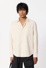 Silk Linen Cloak Button Up / Salt Stripe