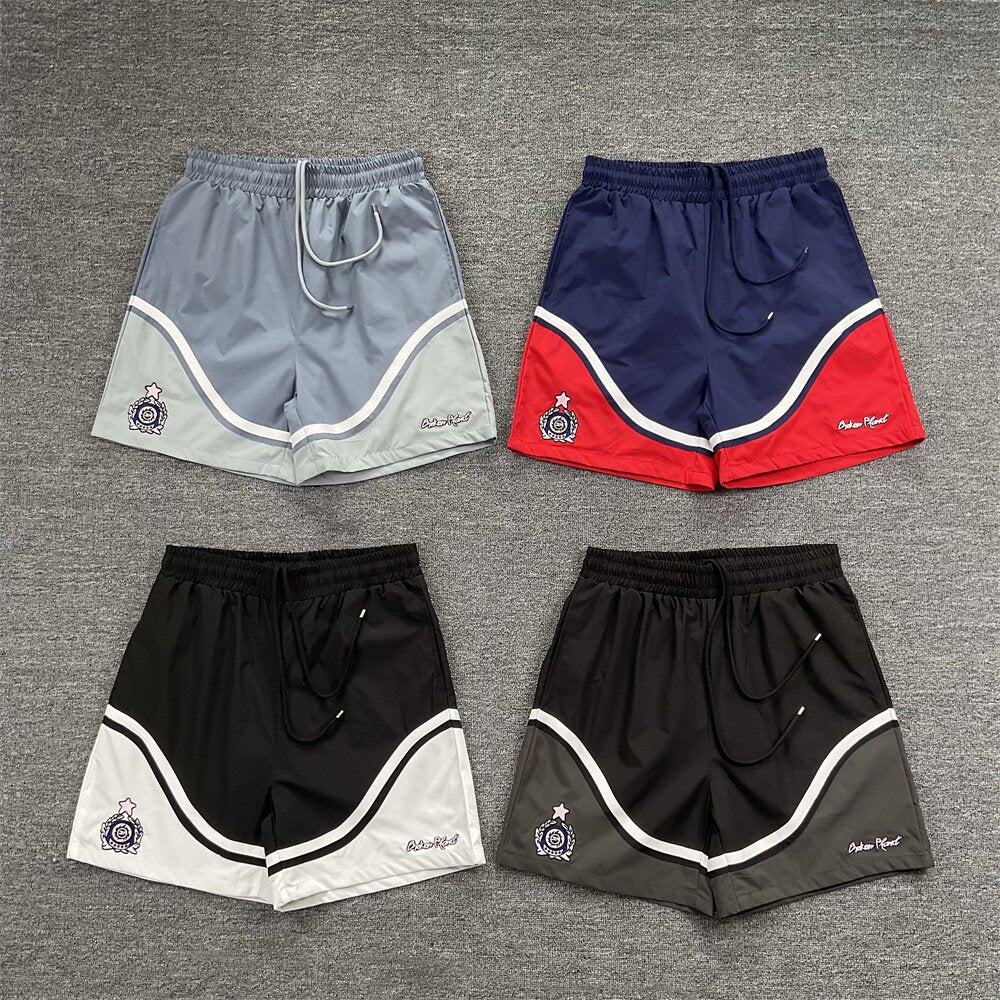 Broken Planet Embroidered Color Block Basketball Shorts