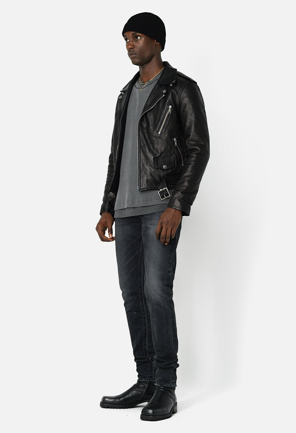 Leather Moto Jacket / Black