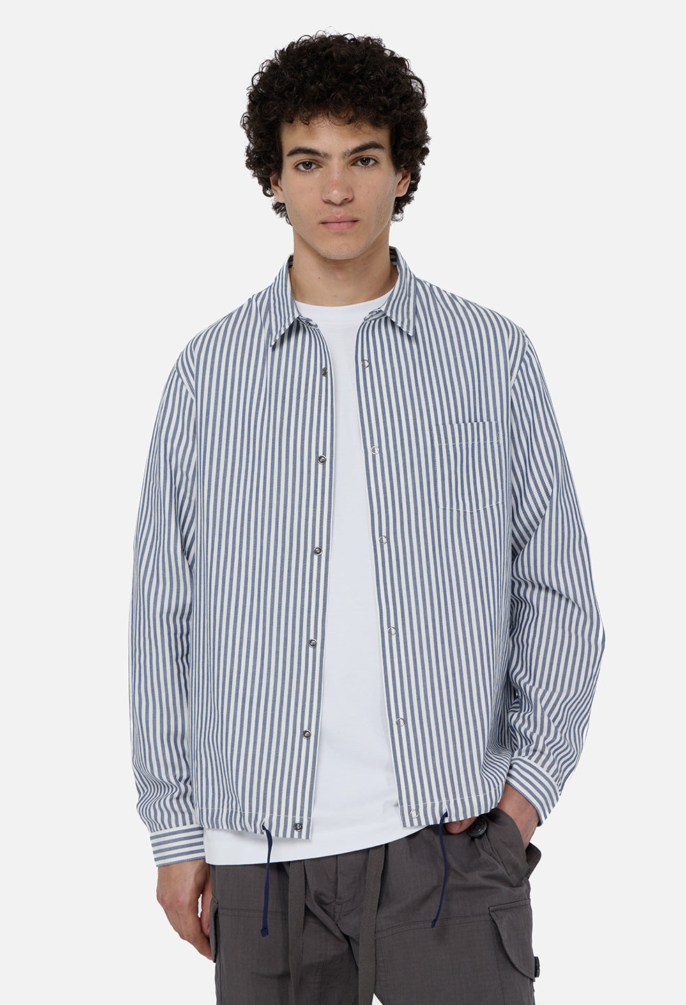 Gallery Snap Shirt / Blue x White Stripe