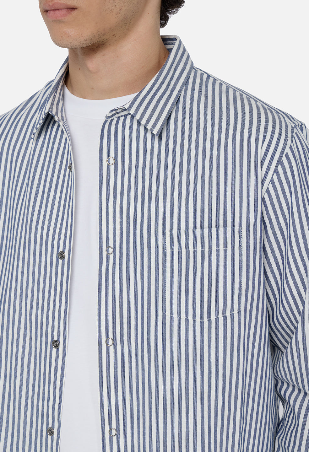 Gallery Snap Shirt / Blue x White Stripe