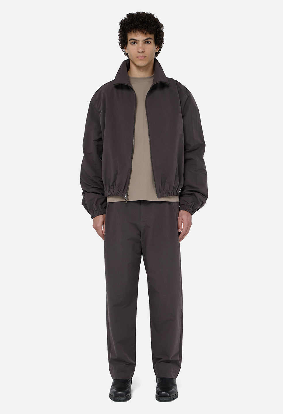 Vero Brushed Nylon Zip Jacket / Charcoal