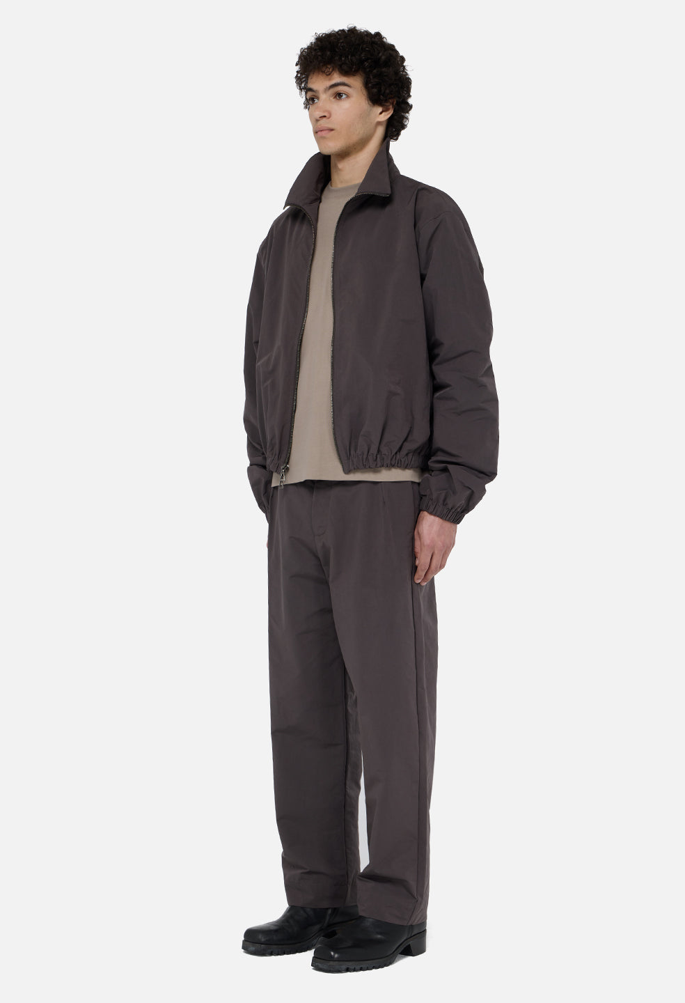 Vero Brushed Nylon Zip Jacket / Charcoal