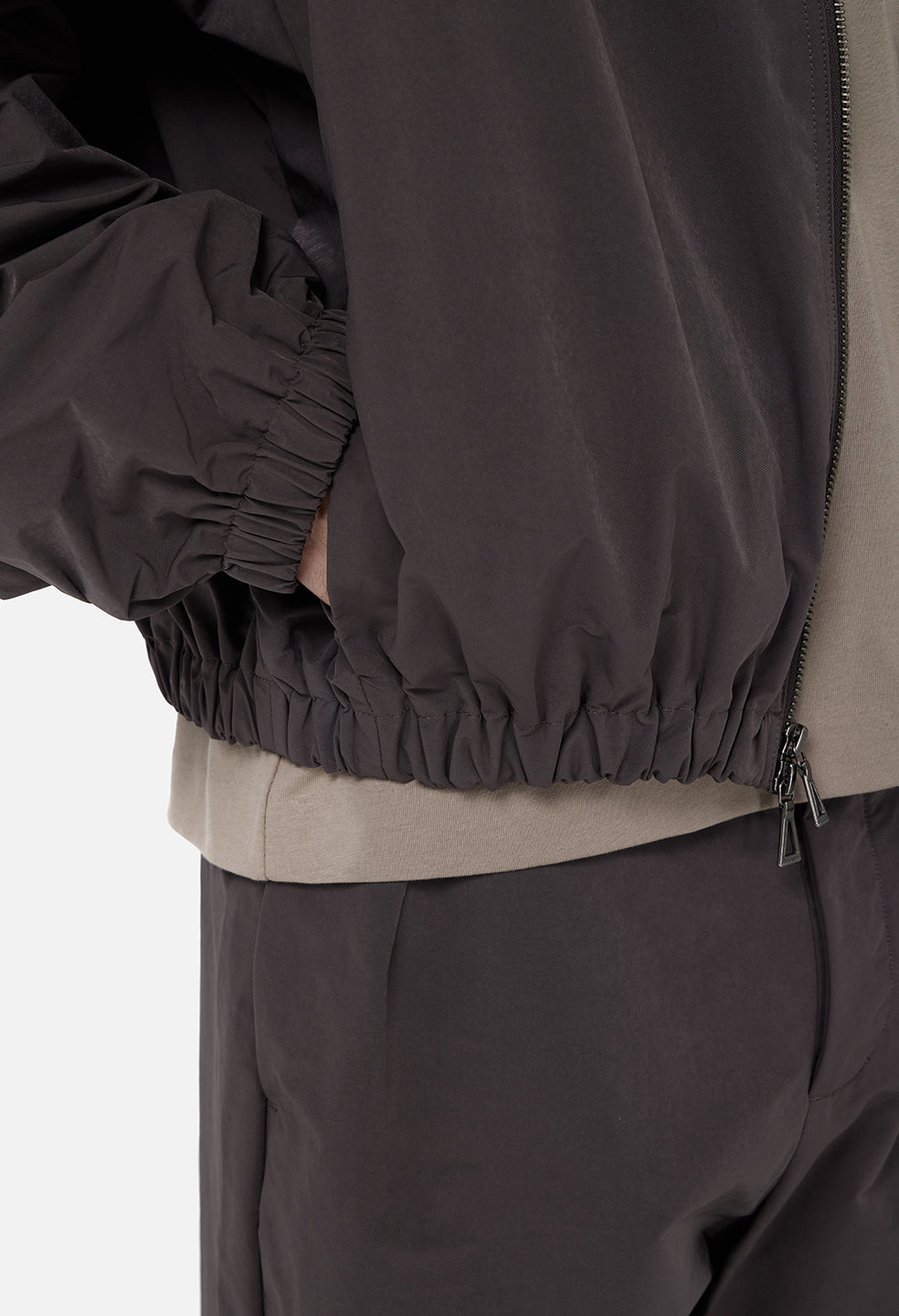 Vero Brushed Nylon Zip Jacket / Charcoal
