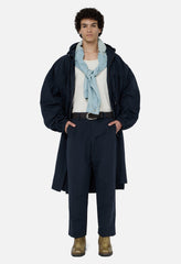Vero Brushed Nylon Hooded Trench / Dark Navy