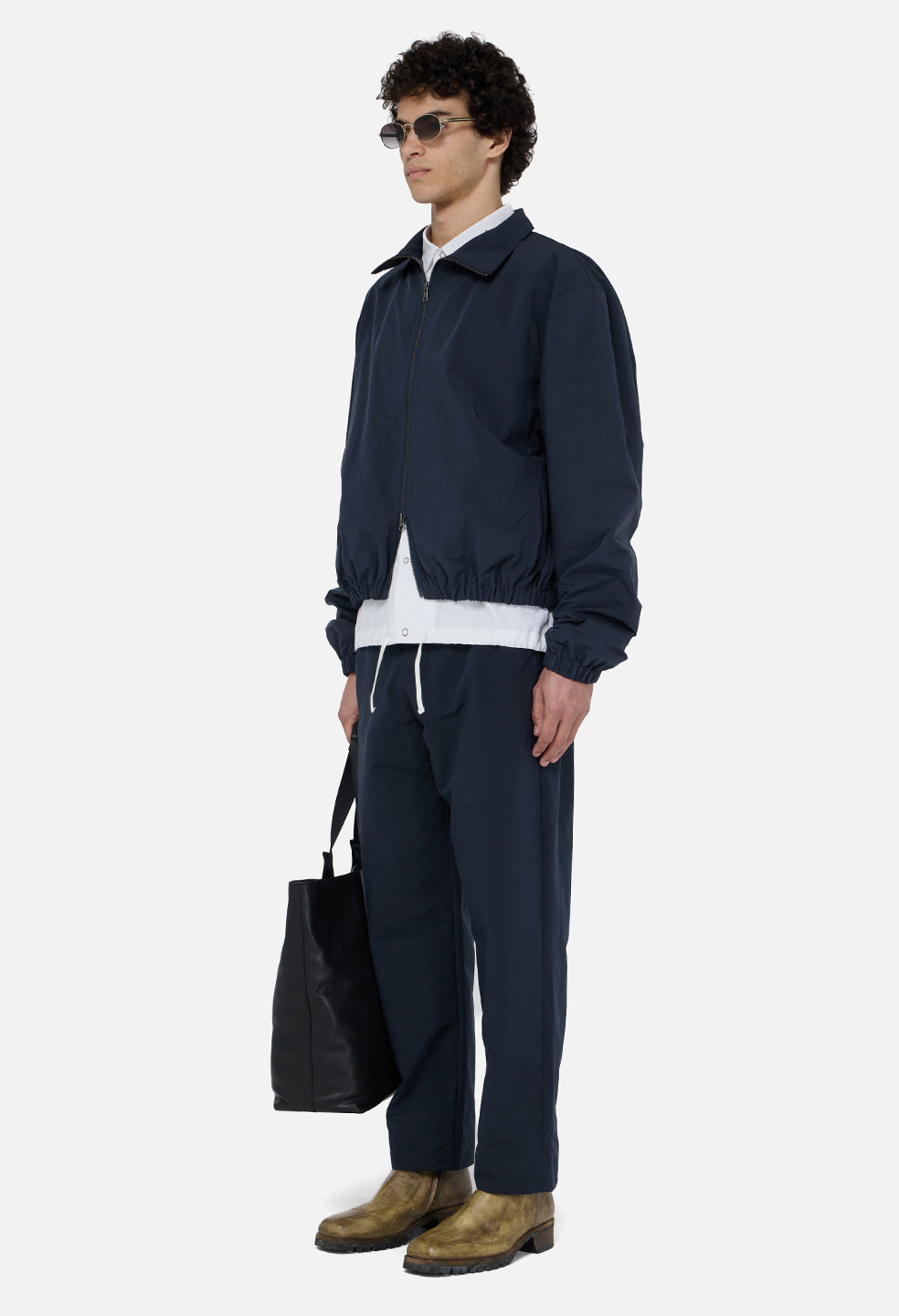 Vero Brushed Nylon Zip Jacket / Dark Navy