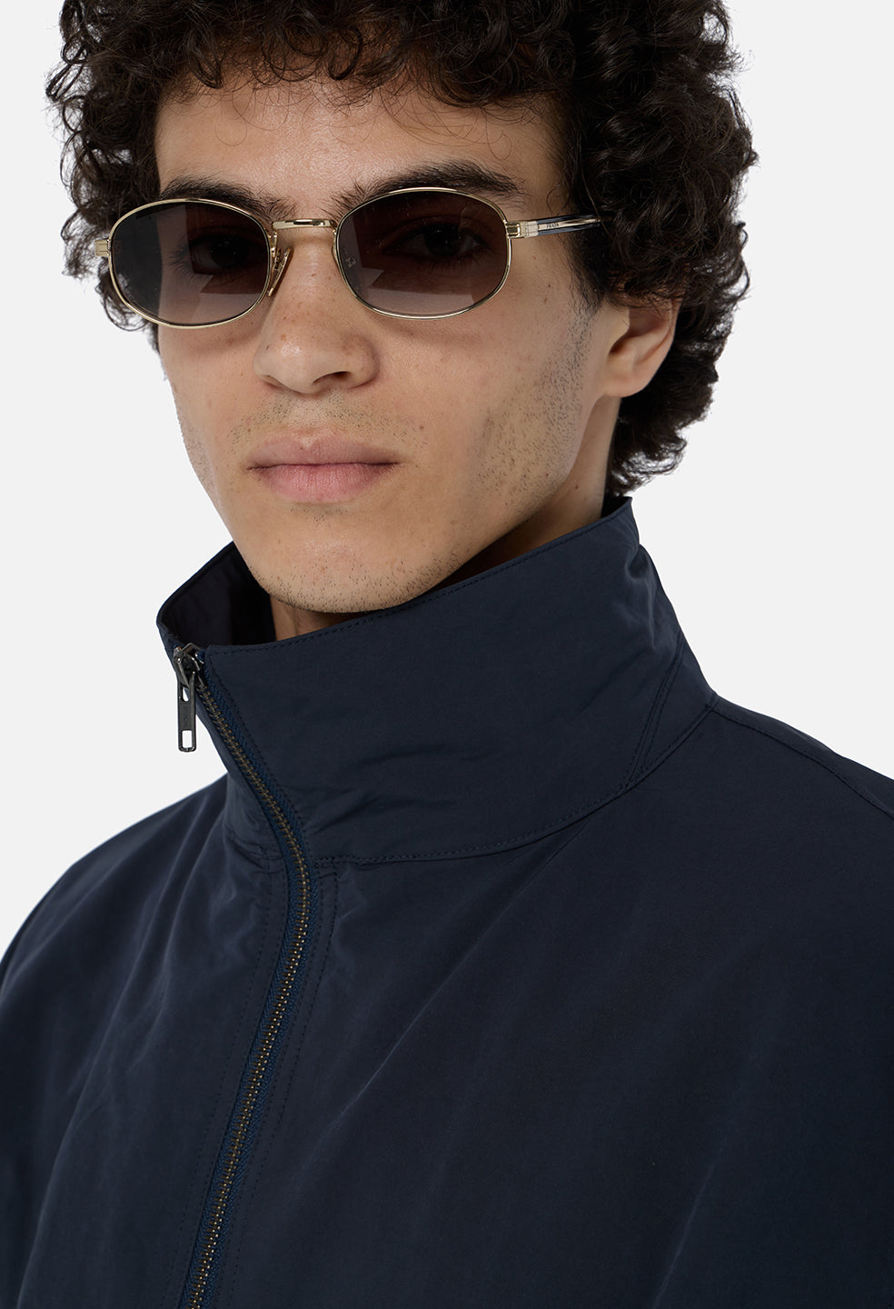 Vero Brushed Nylon Zip Jacket / Dark Navy