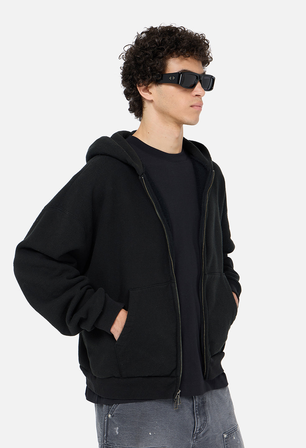 Silk Noil Full-Zip / Black