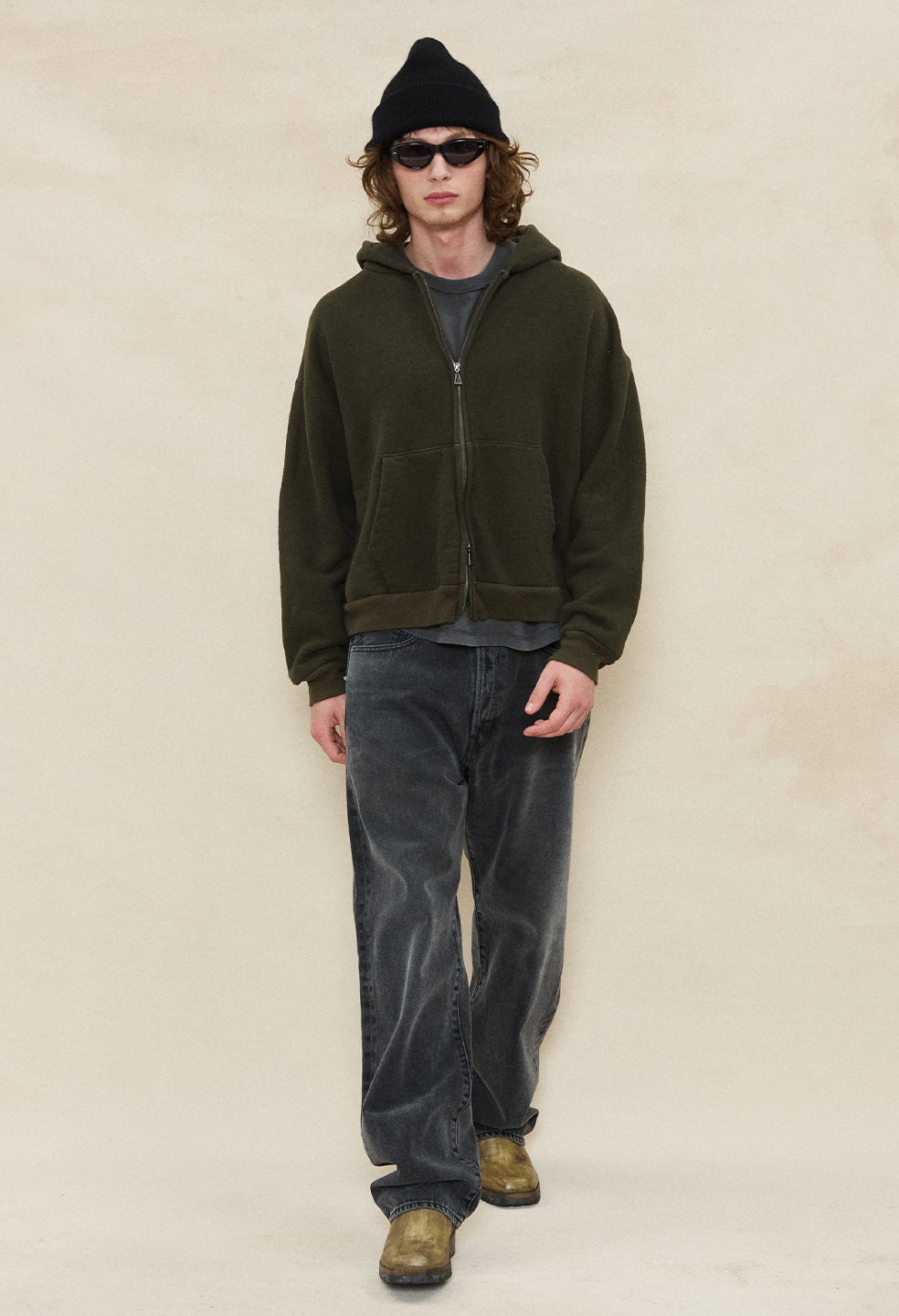 Silk Noil Full-Zip / Olive