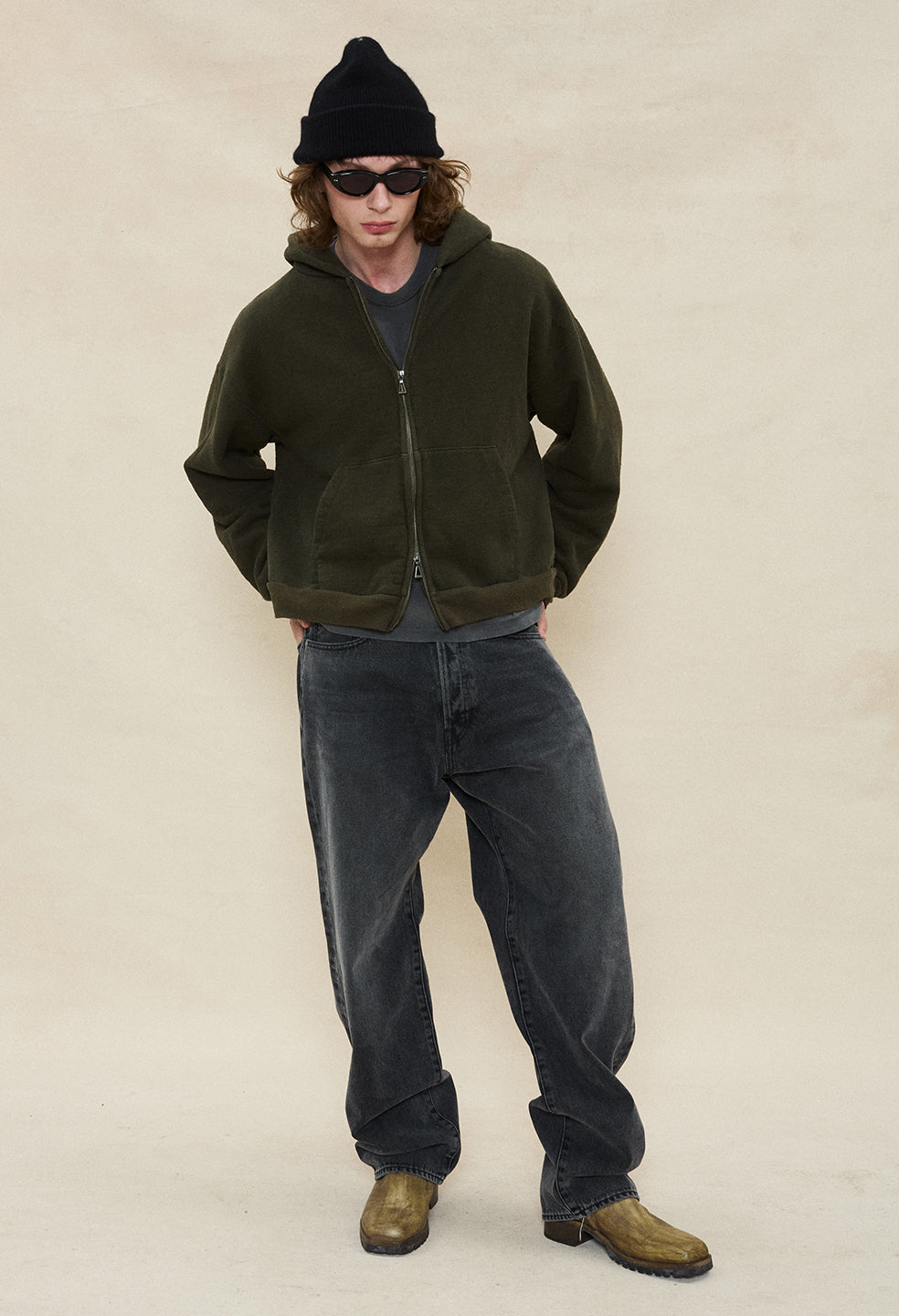 Silk Noil Full-Zip / Olive