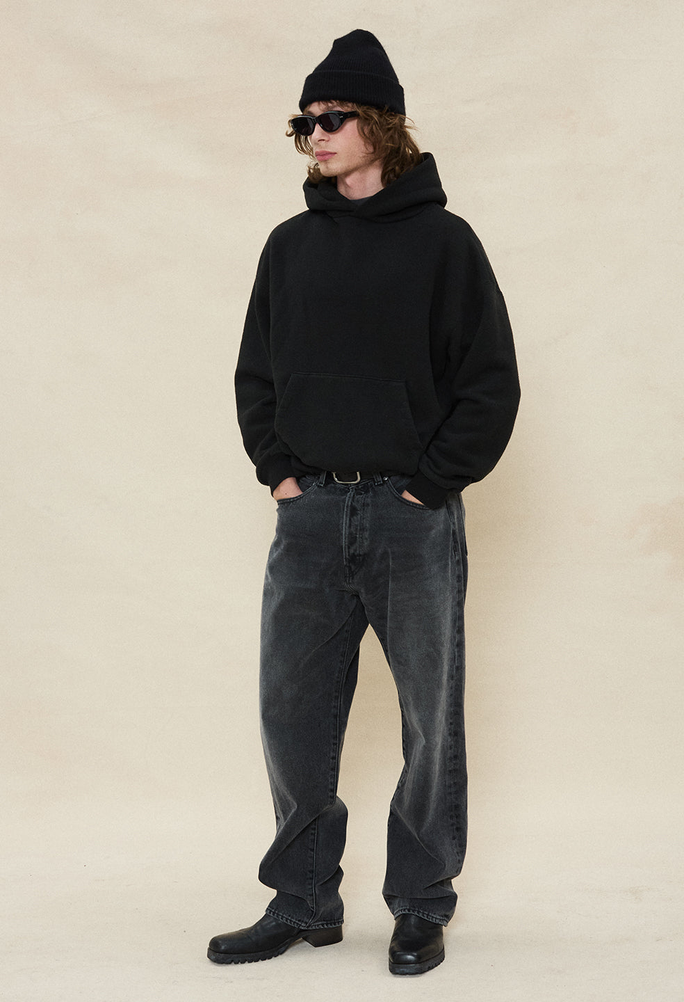 Silk Noil Hoodie / Black