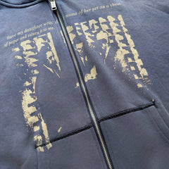 ERD Heavyweight Washed Distressed Graphic Zip Up Hoodie