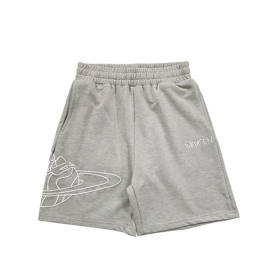 Broken Planet Embroidered Straight Casual Sweat Shorts