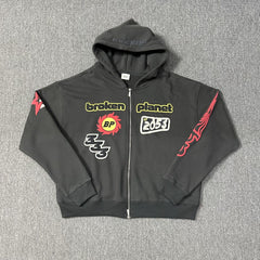 Broken Planet Puff Print Zip Hoodie Tracksuit Set