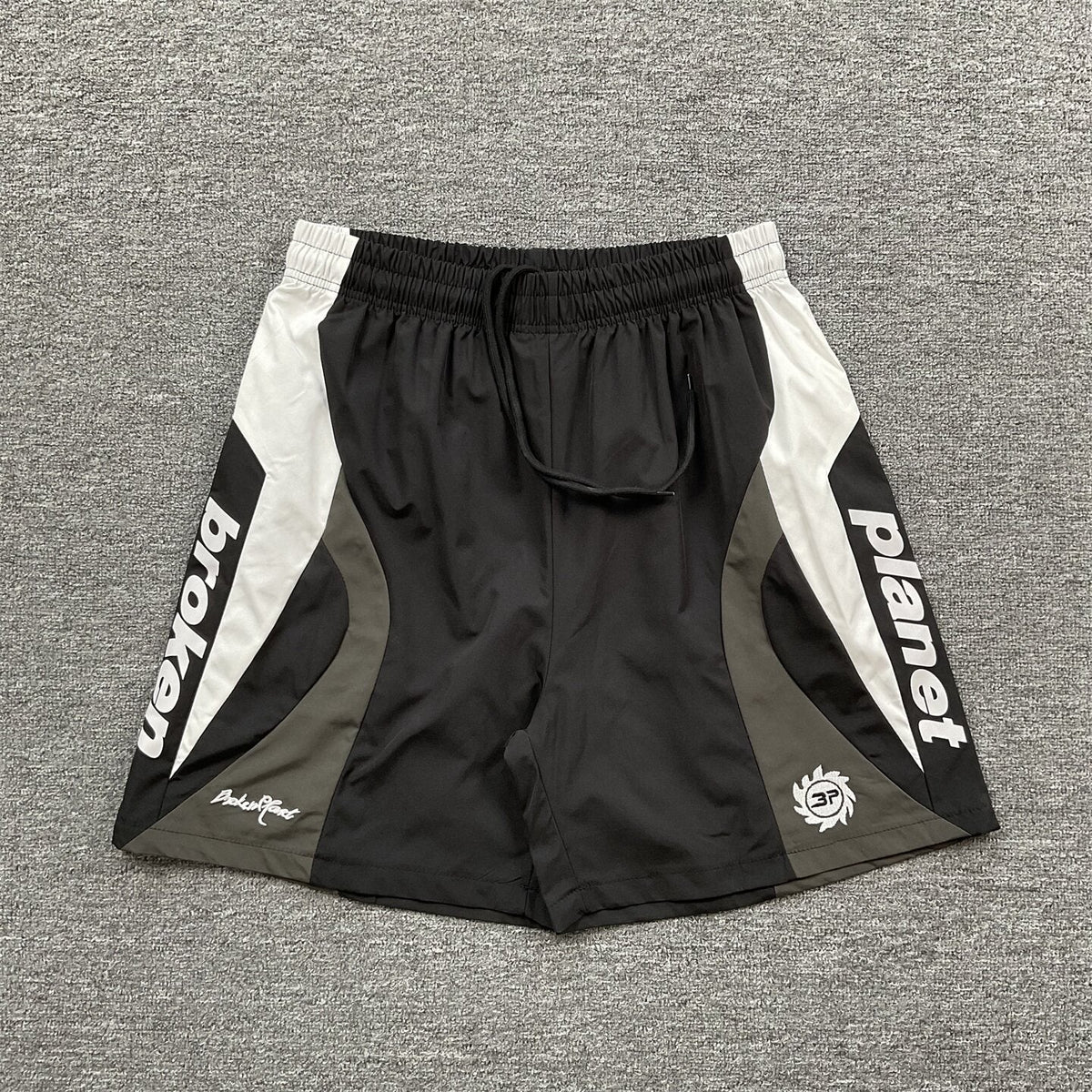 Broken Planet Embroidered Retro Color Block Shorts
