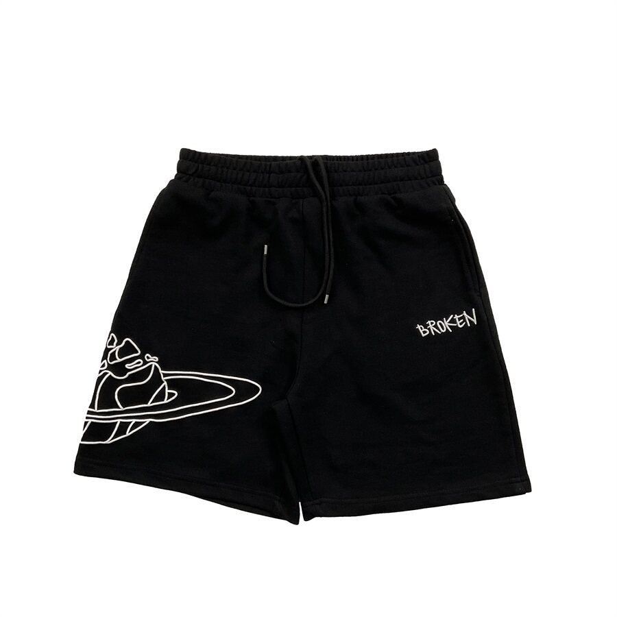 Broken Planet Embroidered Straight Casual Sweat Shorts