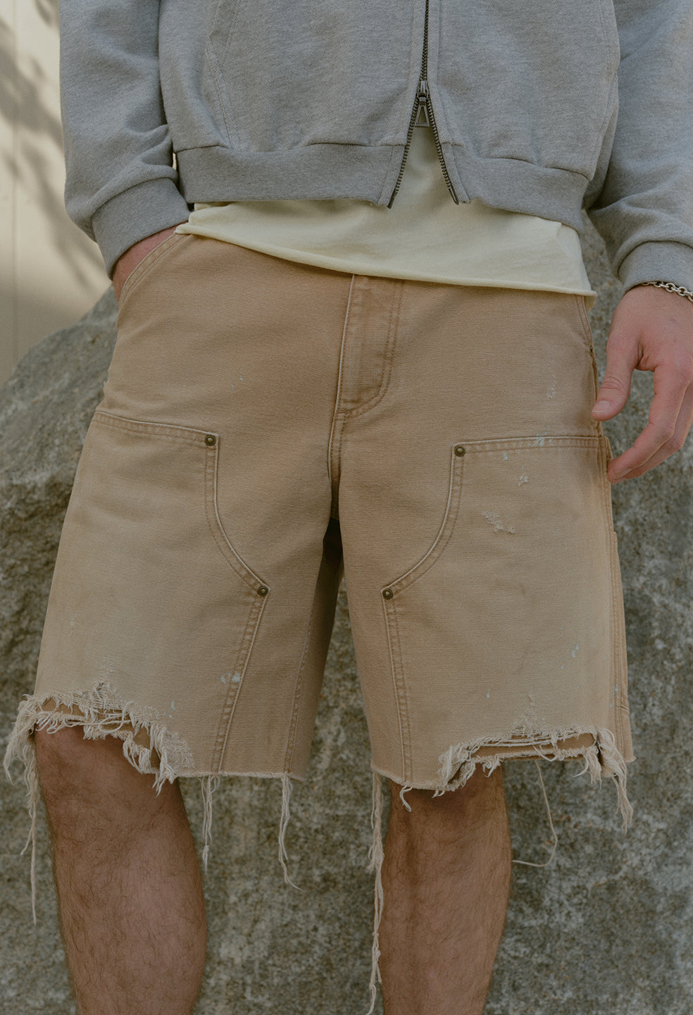 Desert Snow Cut-Off Work Short / Washed Camel
