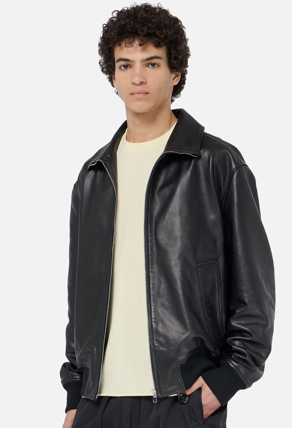 Leather Curson Bomber / Black