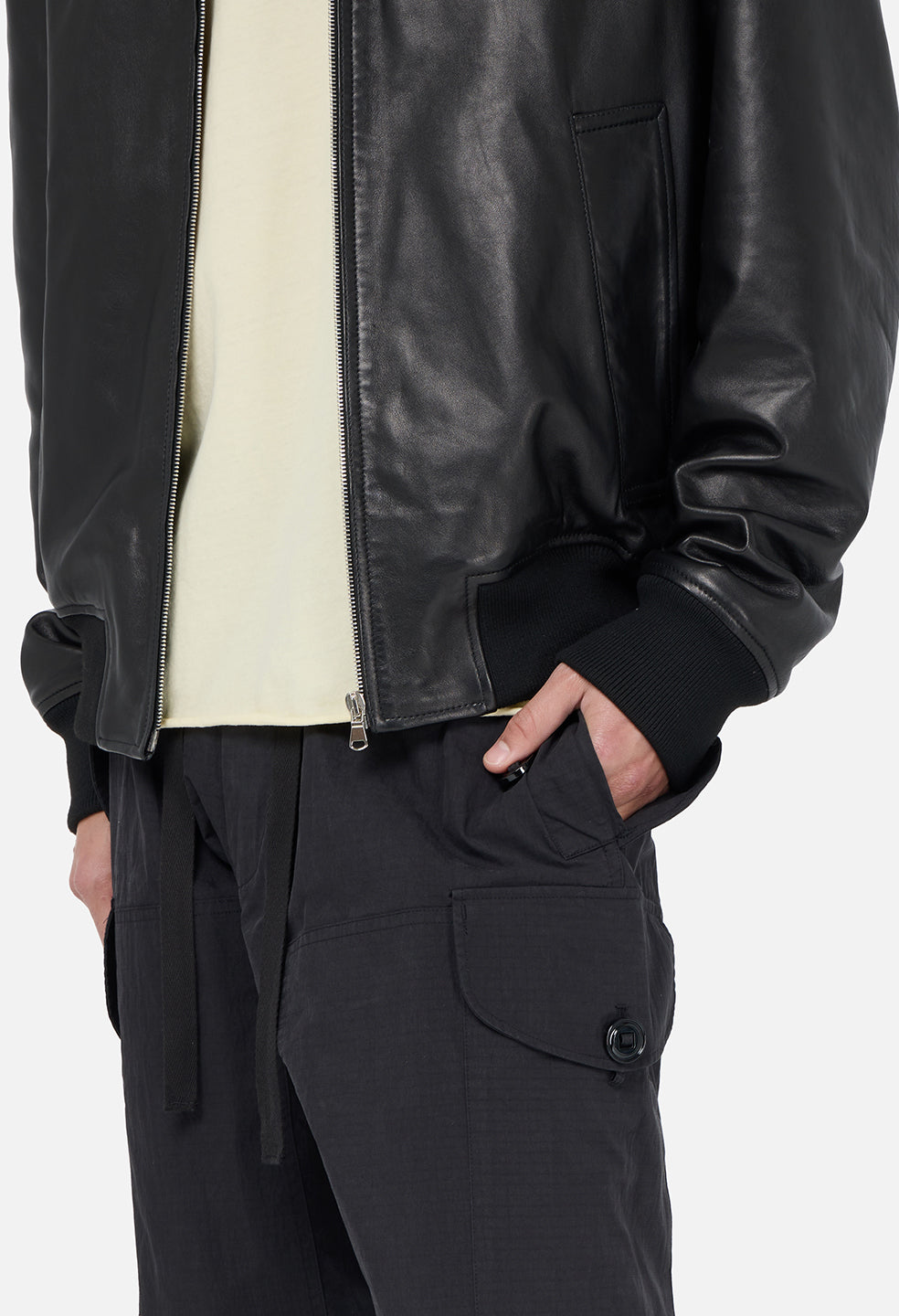 Leather Curson Bomber / Black