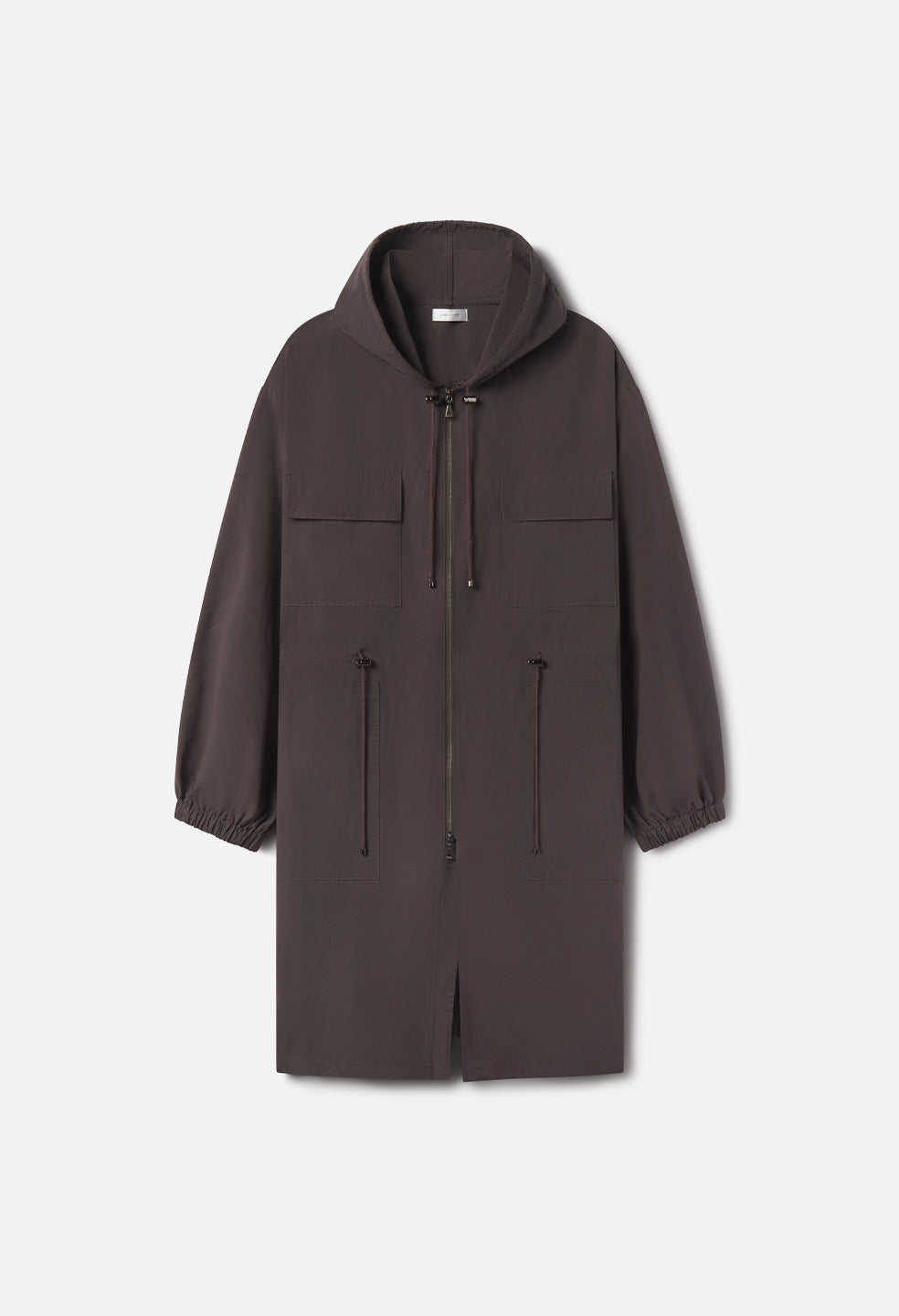 Vero Brushed Nylon Hooded Trench / Charcoal