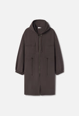 Vero Brushed Nylon Hooded Trench / Charcoal