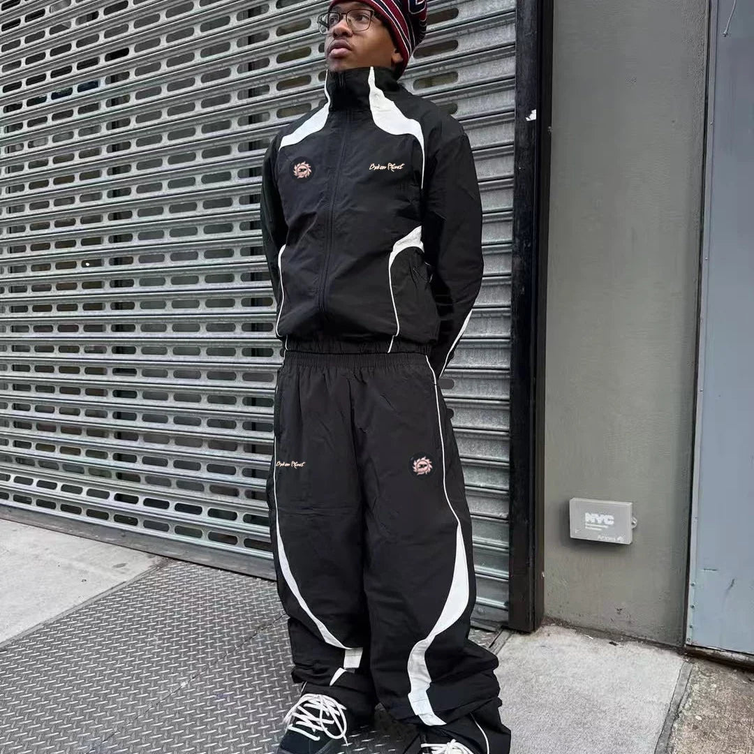 Broken Planet Color Block Stand Collar Tracksuit Set