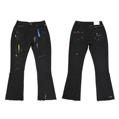 Gallery Dept Black Flare Paint‑Splatter Jeans
