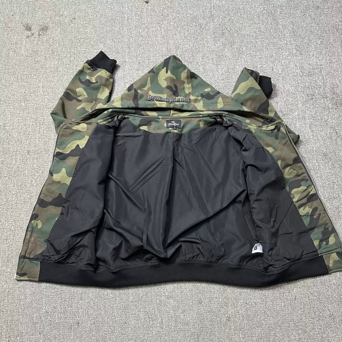 Broken Planet Camouflage Puff Print Zip Hoodie