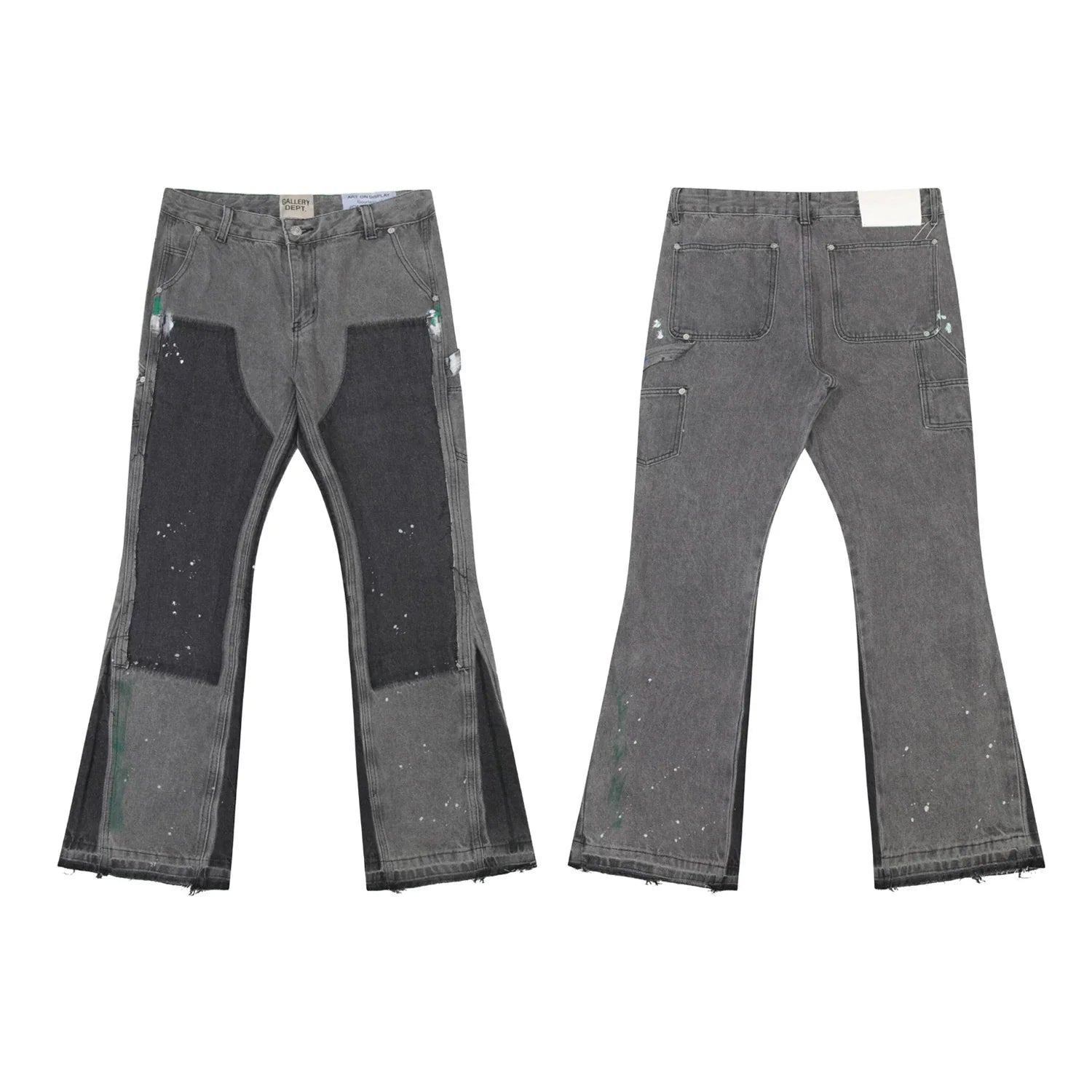 Gallery Dept Grey‑Black Patch‑Splice Flare Jeans