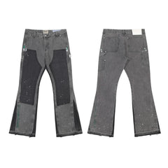 Gallery Dept Grey‑Black Patch‑Splice Flare Jeans