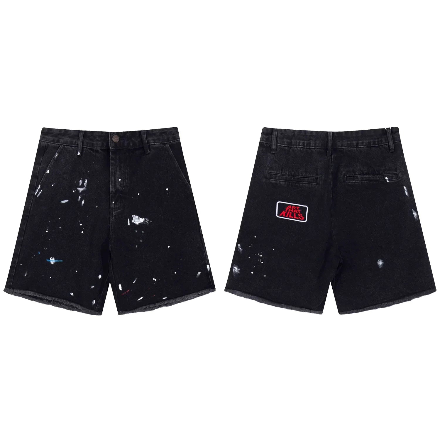 Gallery Dept Black Paint‑Splatter Denim Shorts