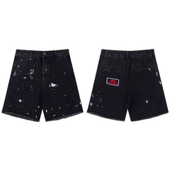 Gallery Dept Black Paint‑Splatter Denim Shorts