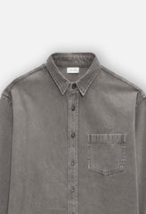 Solid Hemi Oversized Shirt / Washed Black