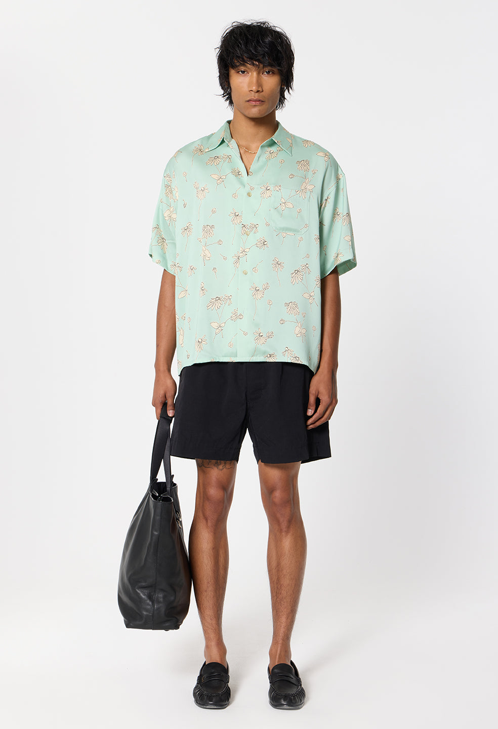 Brushed Silk Button Up / Field Sketch Celadon x Salt