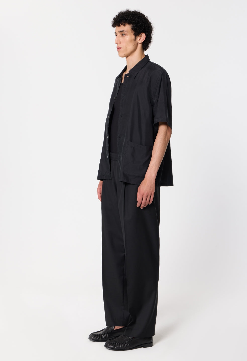Cupro Smoking Shirt / Black