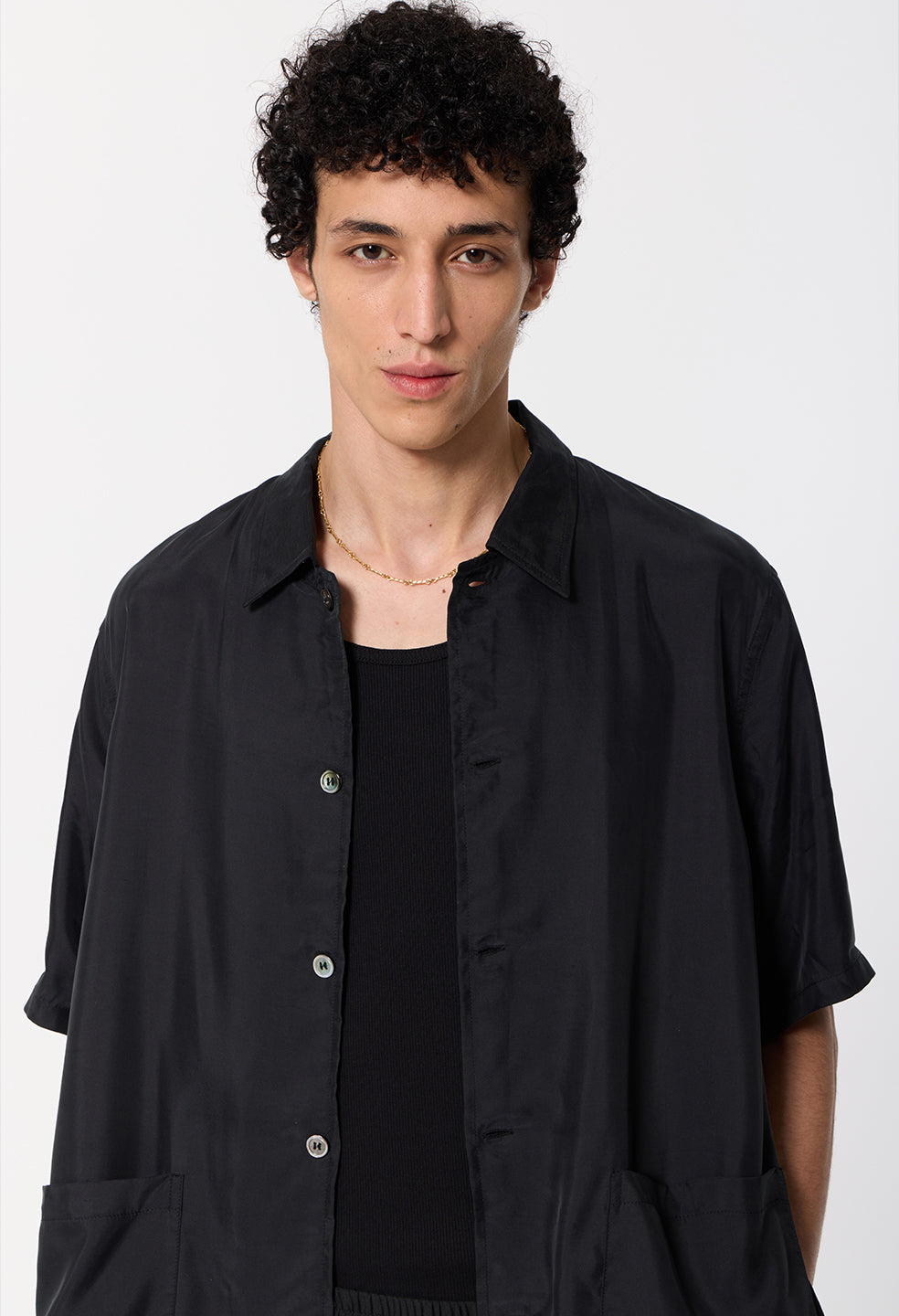 Cupro Smoking Shirt / Black