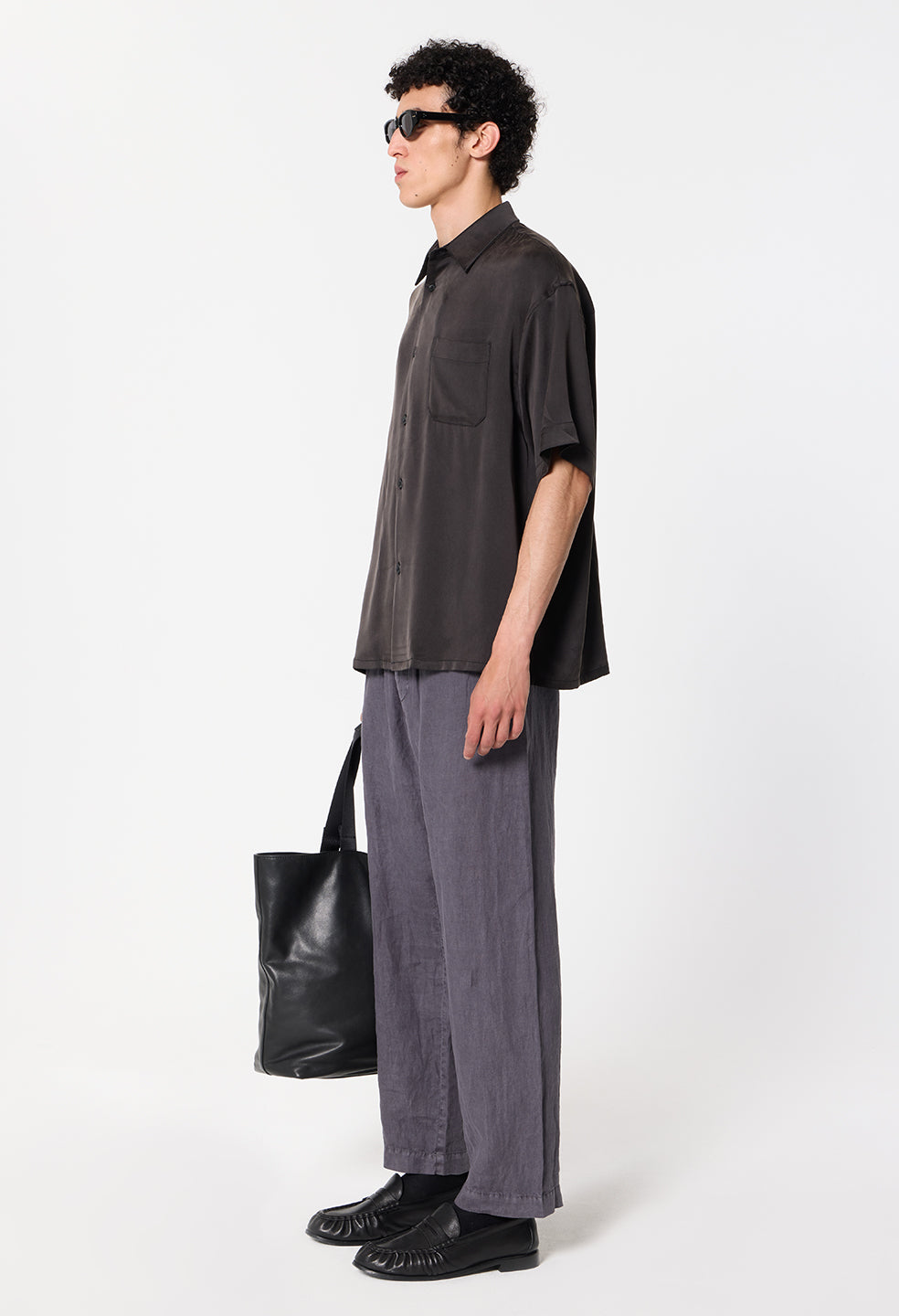 Brushed Silk Button Up / Black